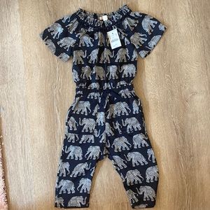 NWT navy and white silk girls jumpsuit Crewcuts size 2